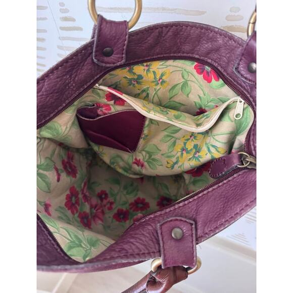 Cécile Jeanne Paris Mulberry Maroon Purple Leather Bucket Round Bag - Picture 9 of 10